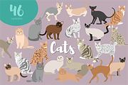 46 Cats silhouettes clipart, an Illustration by Siriliadka Dreams (Thumbnail 1 of 6)