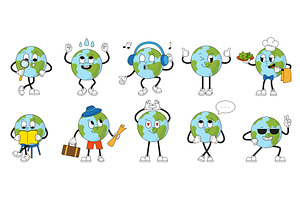 Groovy earth planet character. Retro, an Illustration by Valerie Bodnar