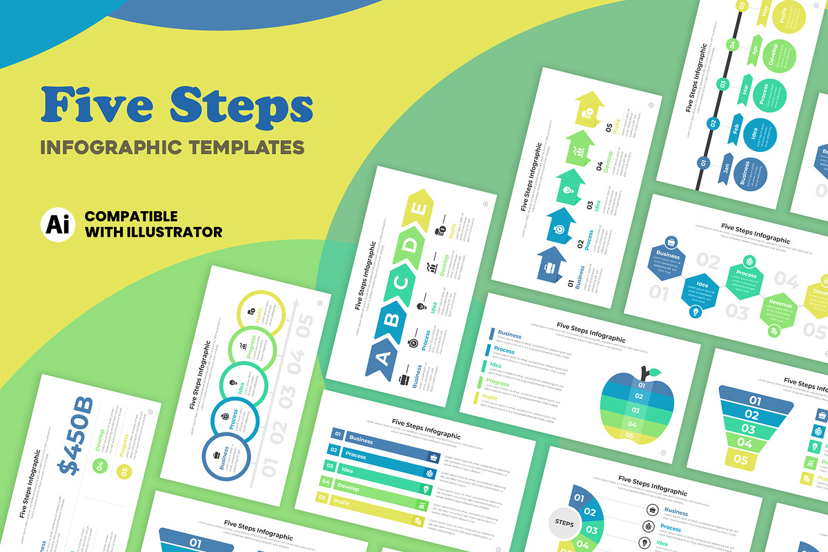 Five Steps Infographic Template EPS, a Presentation Template by Mighty-Slide (Photo 1 of 7)