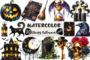 Creepy Black and Gold Halloween, an Illustration by Black Bird Studio