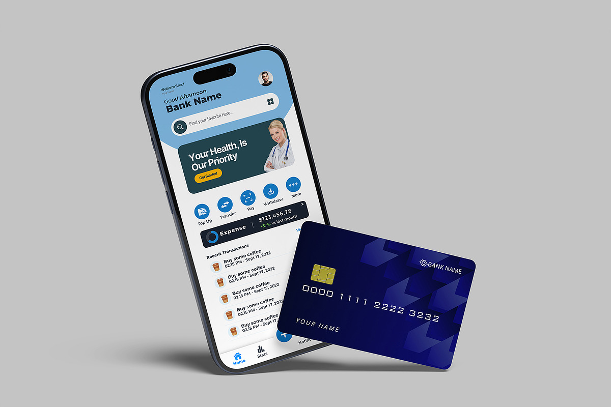 Smartphone and Credit Card Mockup, a Product Mockup by lamorastudio (Photo 3 of 11)