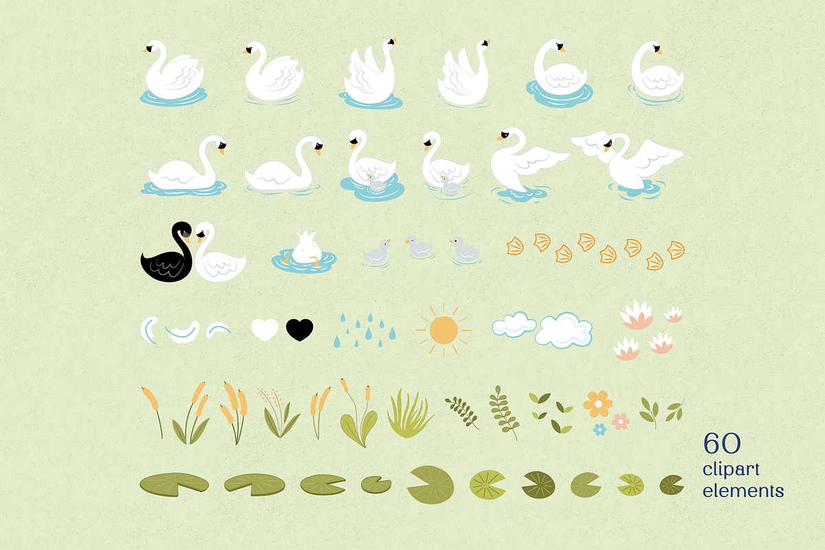 Lovely Swans Clipart & Patterns, a Pattern Graphic by LiSA Creative Mood (Photo 2 of 9)