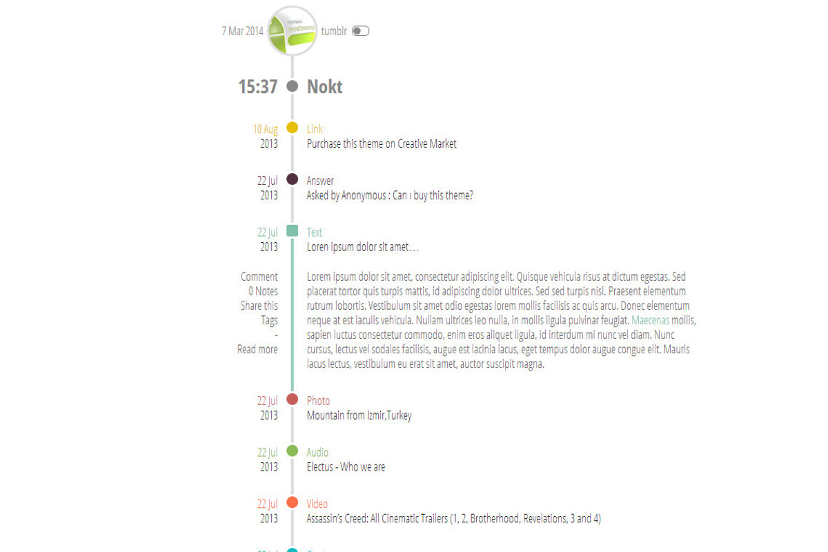 Nokt - Timeline Tumblr Theme, a Websites & App Template by mselmany (Photo 4 of 5)