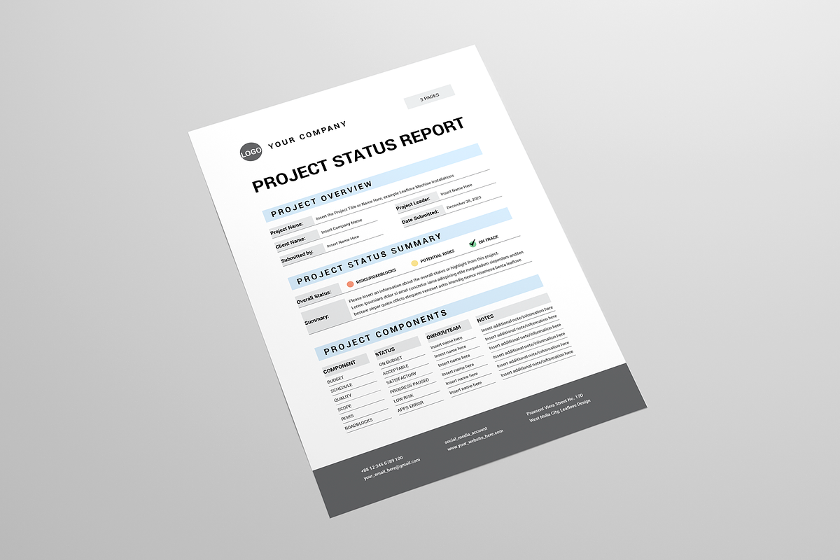 Project Status Report, a Stationery Template by Leaflove