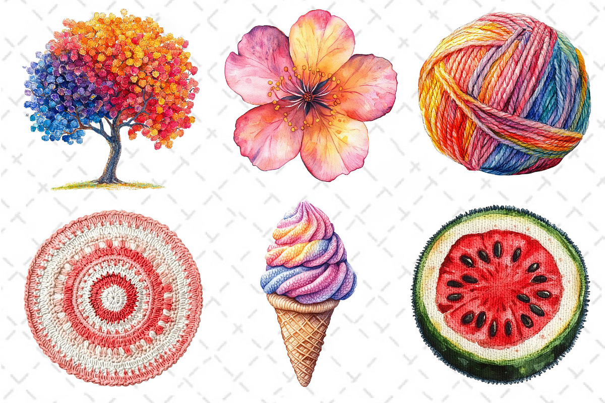 Crochet Summer Clipart PNG, an Illustration by Dream Creation (Photo 3 of 6)