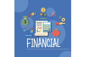 financial lettering with icons, a Finance Illustration by studiogstock