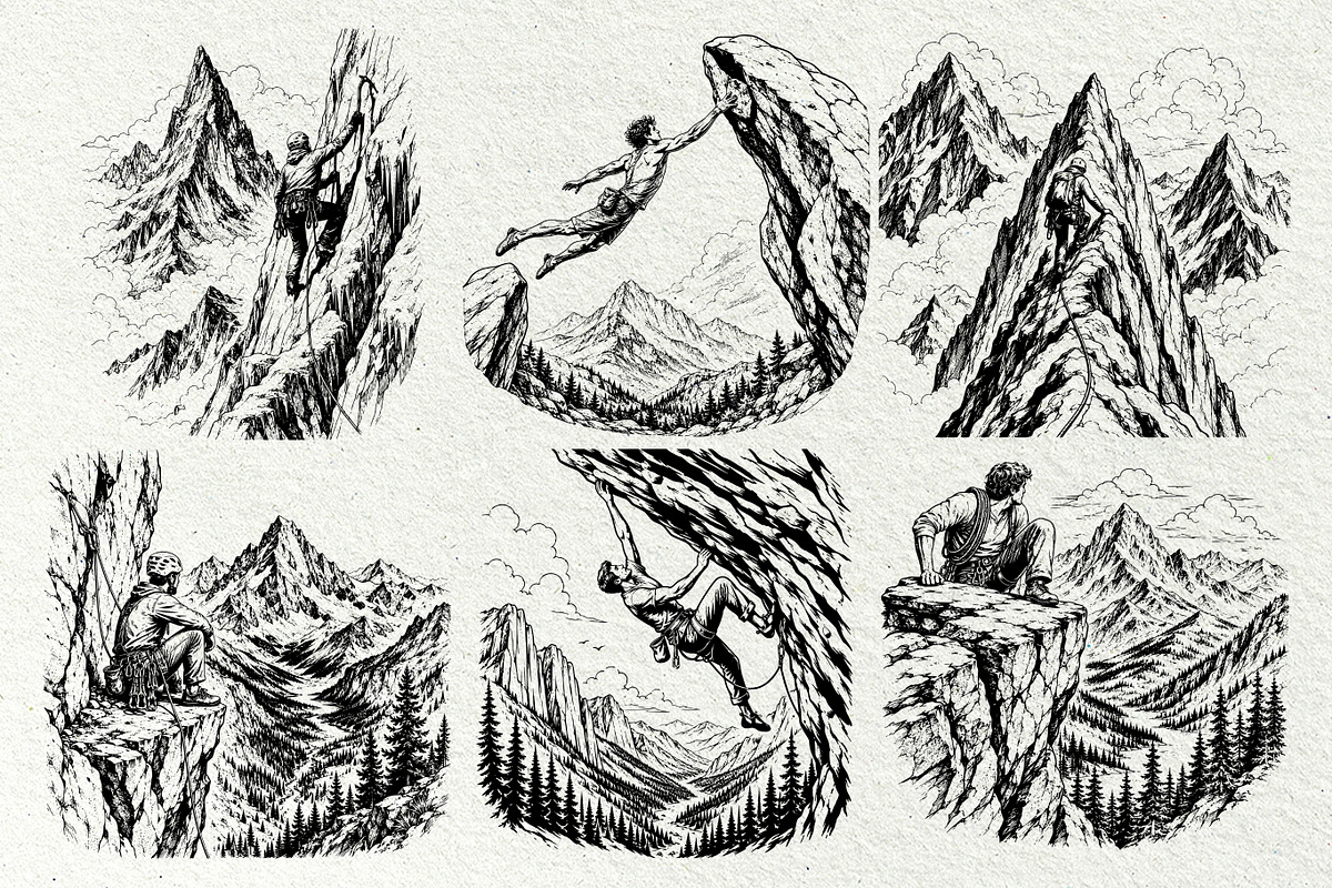 Rock Climbing Adventure Graphics, a Sport Illustration by DENIDigitalArtSudio (Photo 6 of 9)