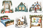 Watercolor Christmas Home Clipart, an Illustration by Canvas Craft (Thumbnail 4 of 8)