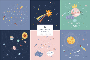 In Outer Space Childish Graphic Set