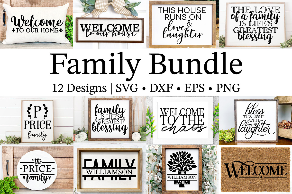 Family SVG Bundle Quotes for Home, a Decorative Illustration by SavanasDesign (Photo 1 of 13)