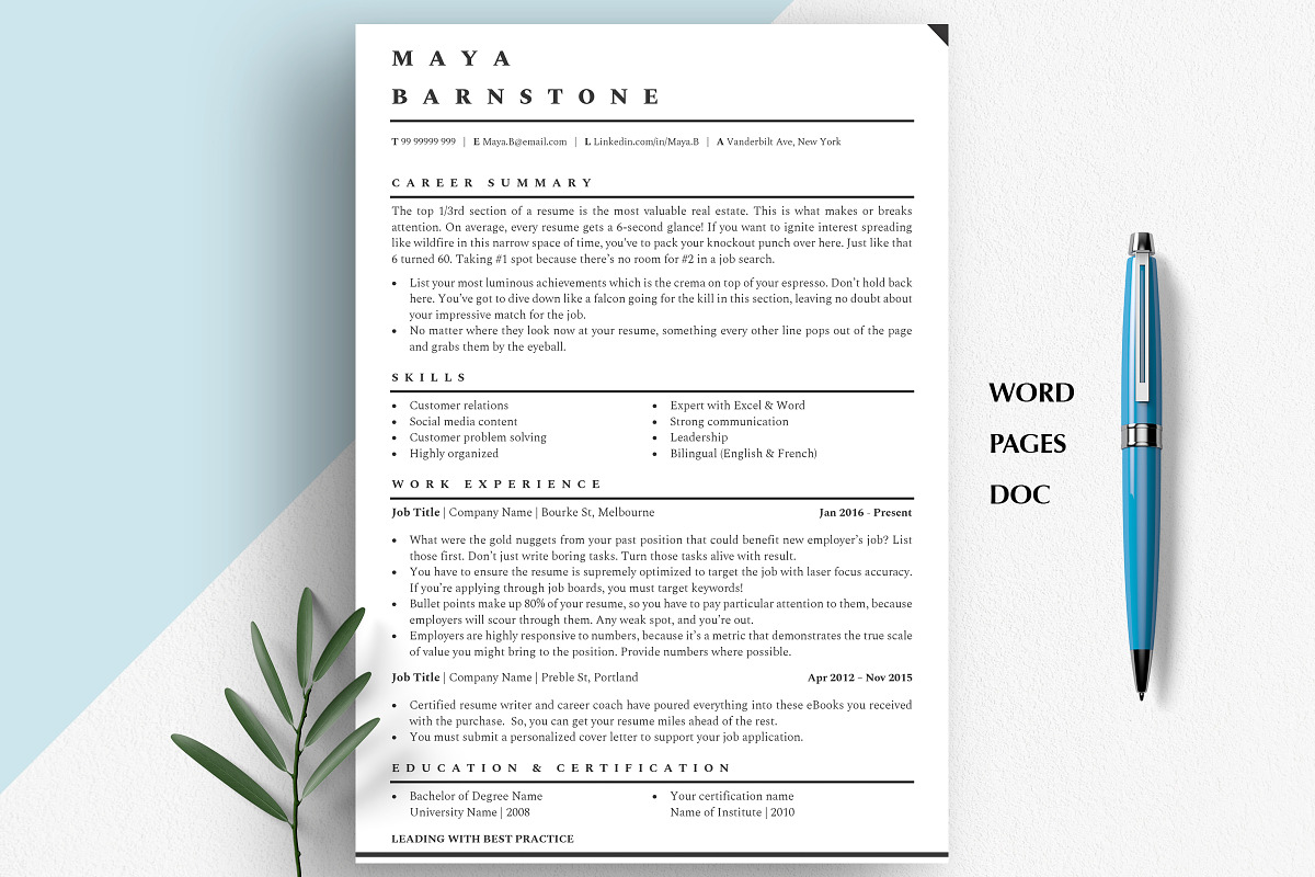 Modern Resume Templates, Minimalist, a Resume Template by Career Canvas (Photo 7 of 11)