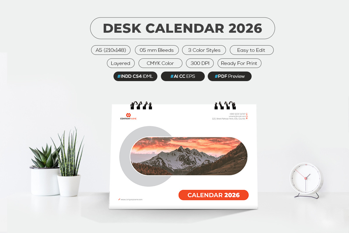 A5 Desk Calendar 2026 Printable preview 5