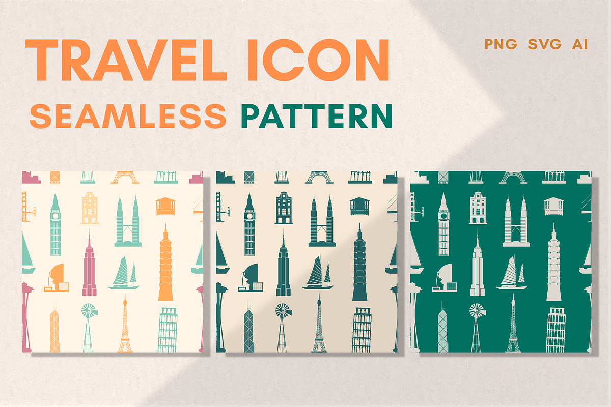 Retro Travel Icon pattern, a Pattern Graphic by Zakazis (Photo 1 of 7)