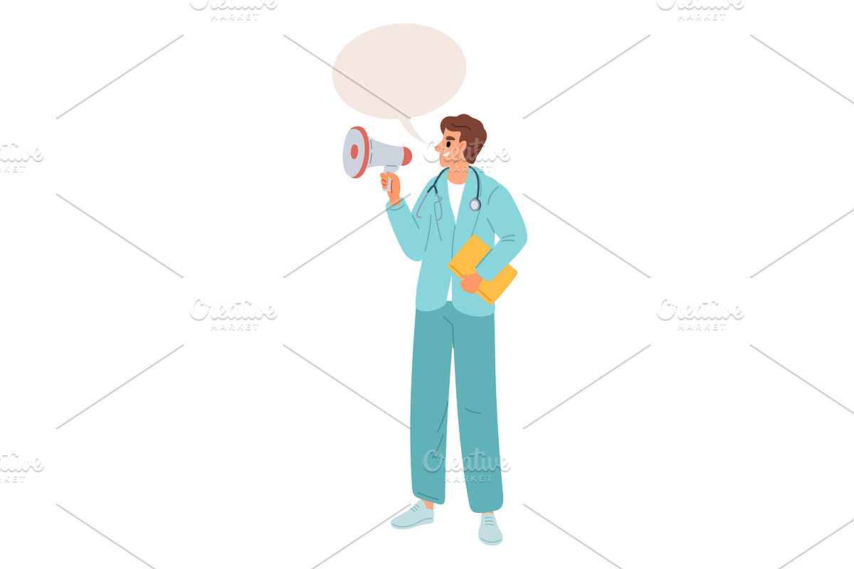 Male doctor communicates important, a Healthcare Illustration by Vectorbuum