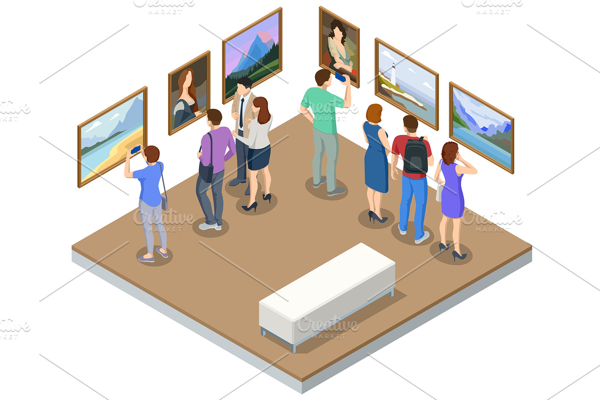 Isometric Interior of the Modern Art, an Object Illustration by Golden Sikorka