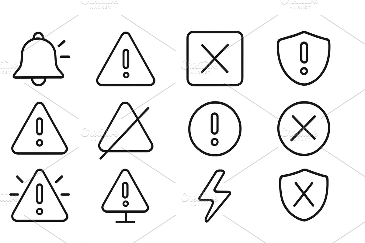Warning symbols in simple vector, an Object Illustration by ZinetroN