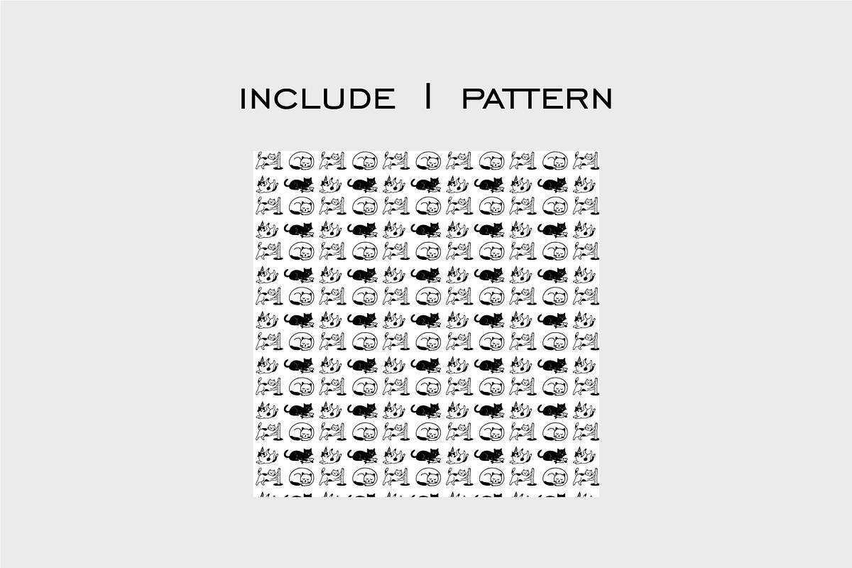 Cute Cat B&W Illustration, an Animal Illustration by HunEyy (Photo 4 of 6)