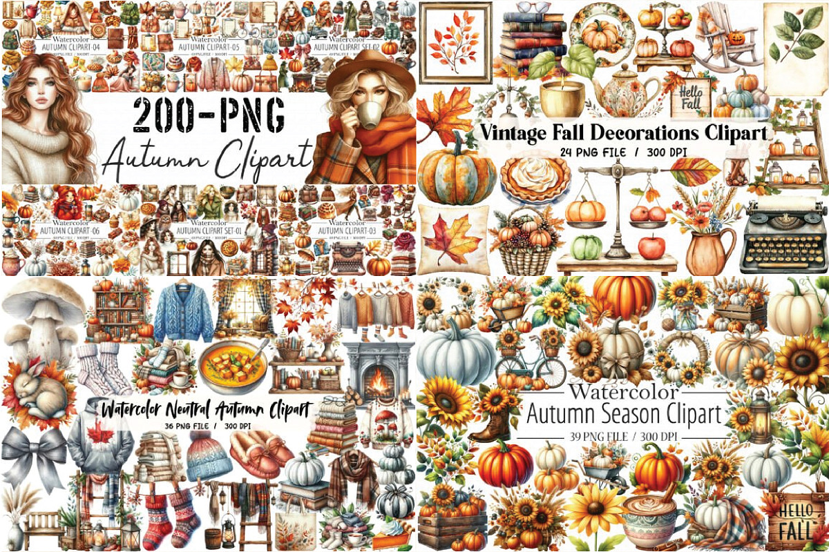 The Autumn Huge Clipart Bundle, an Illustration by Libby Wishes (Photo 2 of 5)