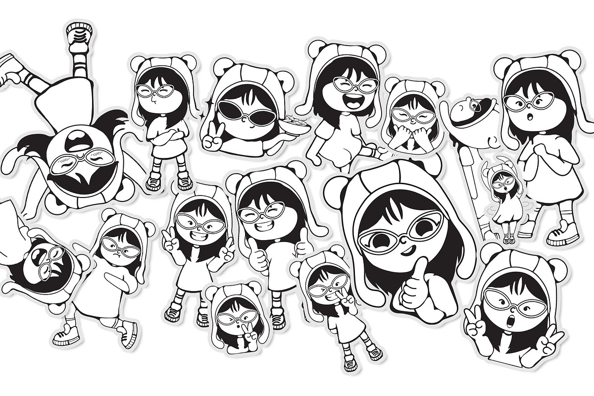 Cute Handrawn Girl Character, an Object Illustration by Invisual Studio (Photo 8 of 9)