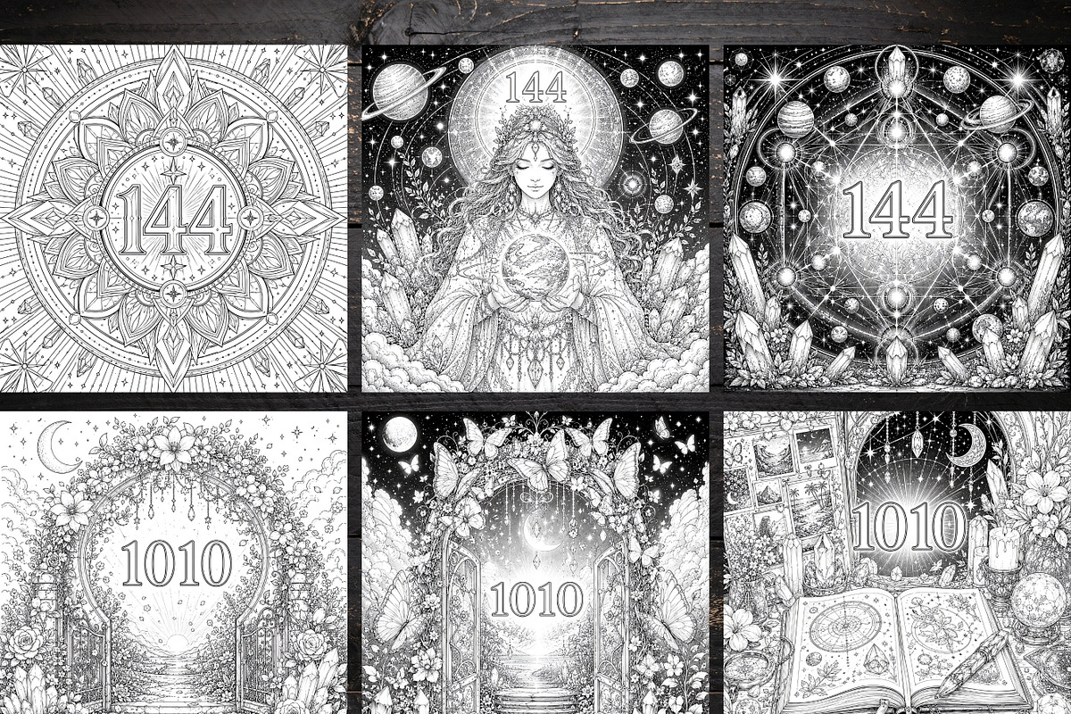 Starseed Angel Number Coloring Pages, a Brochure Template by LA Design (Photo 4 of 10)