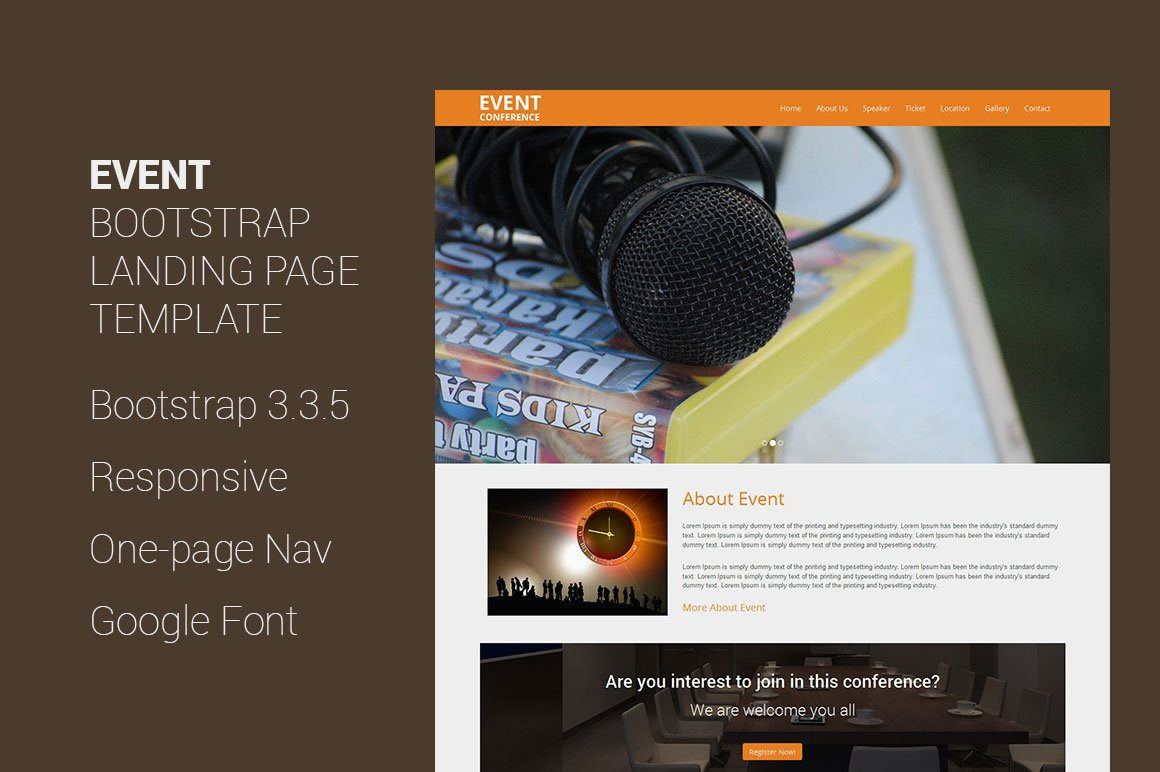 Event - Bootstrap Landing Page, a Landing Page Template by Pennyblack ...