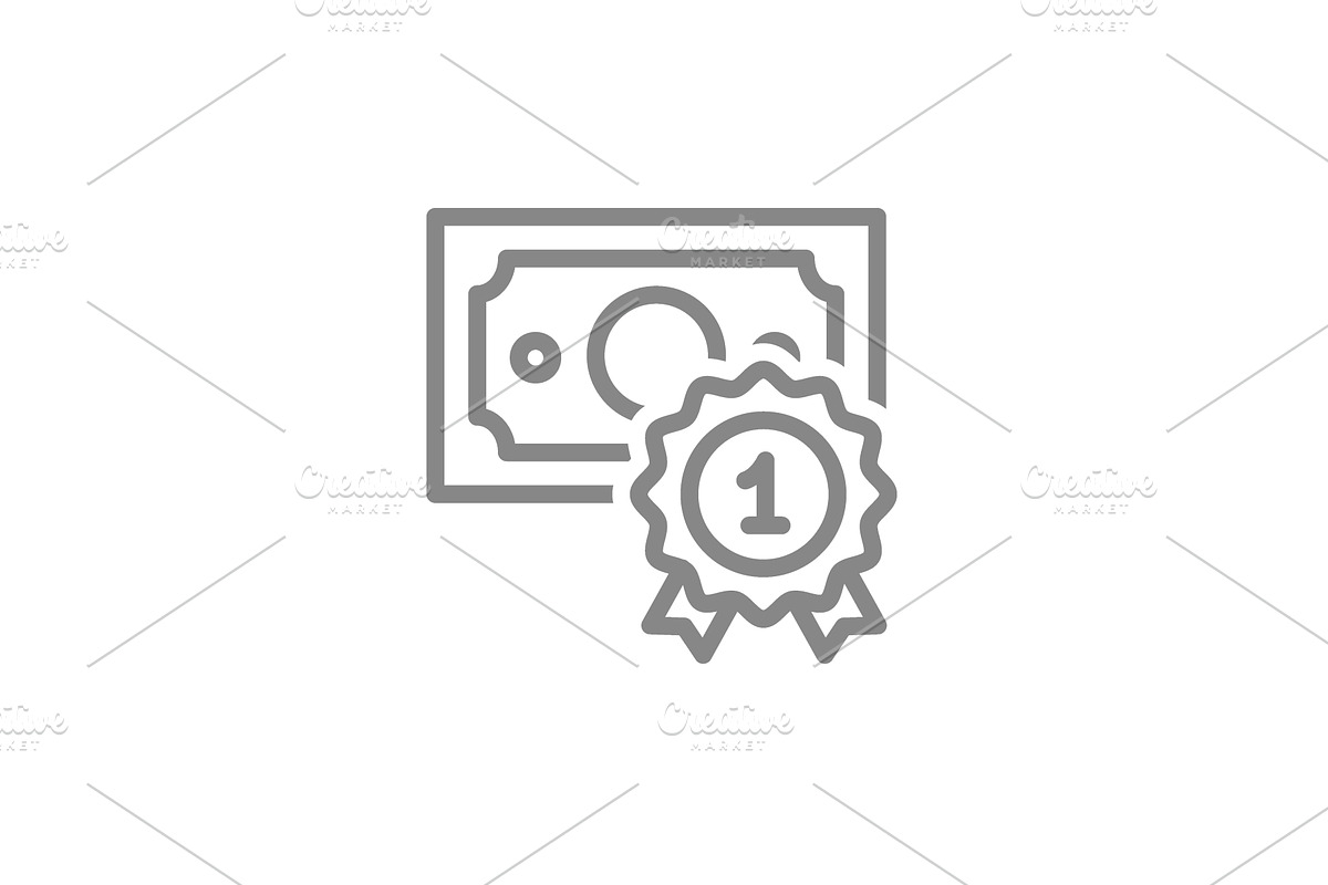 Money bill with reward medal line, an Object Illustration by GraphiShop