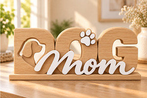 Dog Mom Home Decor Sign STL, a Scene 3D Model by Layerology