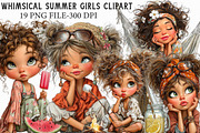 Whimsical Summer Girls Clipart, an Illustration by Libby Wishes (Thumbnail 1 of 6)