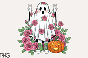 Floral Ghost PNG Cute Halloween, an Illustration by Black Bird Studio (Thumbnail 1 of 4)