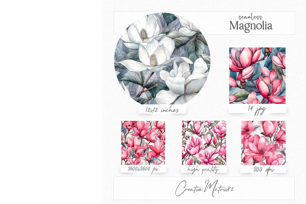 Magnolia Seamless Digital Paper, a Texture Graphic by Creative Matrix82 (Photo 2 of 4)