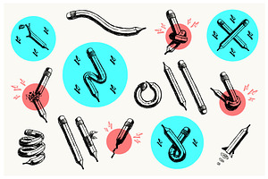Pencil illustration set