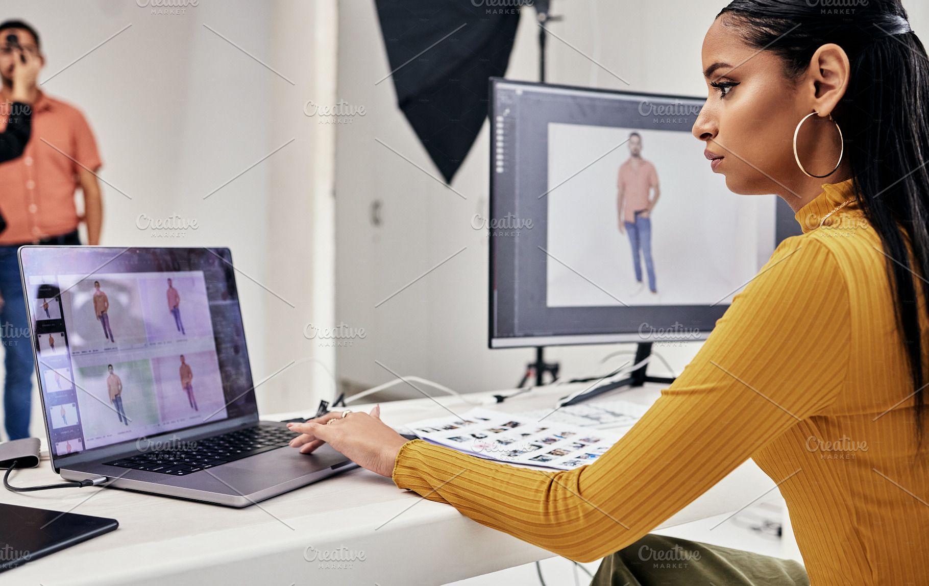 Photography editing, creative process and woman working on web software for photo edit. Media, fashion photographer and photoshoot planning of a studio employee doing computer work for press, a Photo by Peopleimages.com
