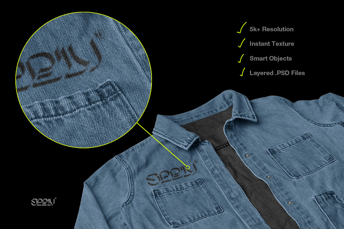 Vintage Jean Jacket Mockup 3Q View, a Hoody Mockup by Mad Supply (Photo 3 of 7)