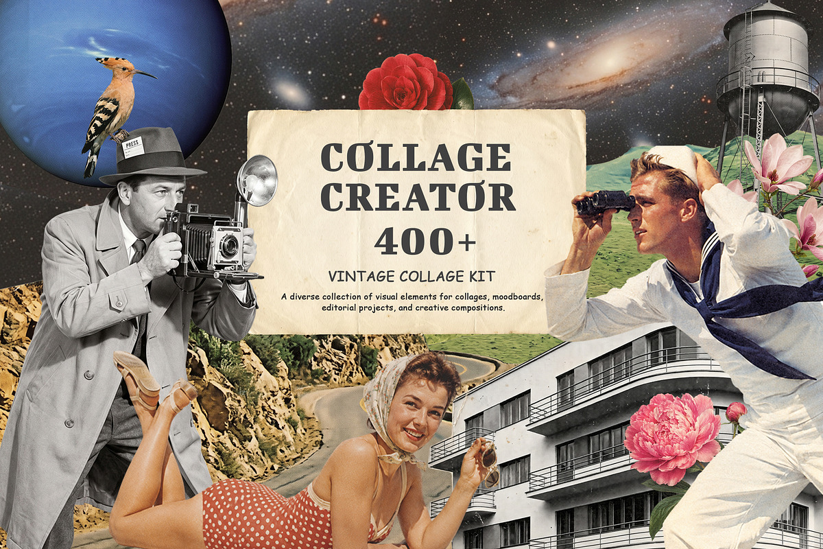 Vintage Collage Creator 400+ Assets, an Object Graphic by DreamoraArt (Photo 18 of 18)