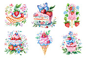 Strawberry Dessert Watercolor Clipar, a Seasonal Illustration by Daily.Designs (Thumbnail 5 of 5)