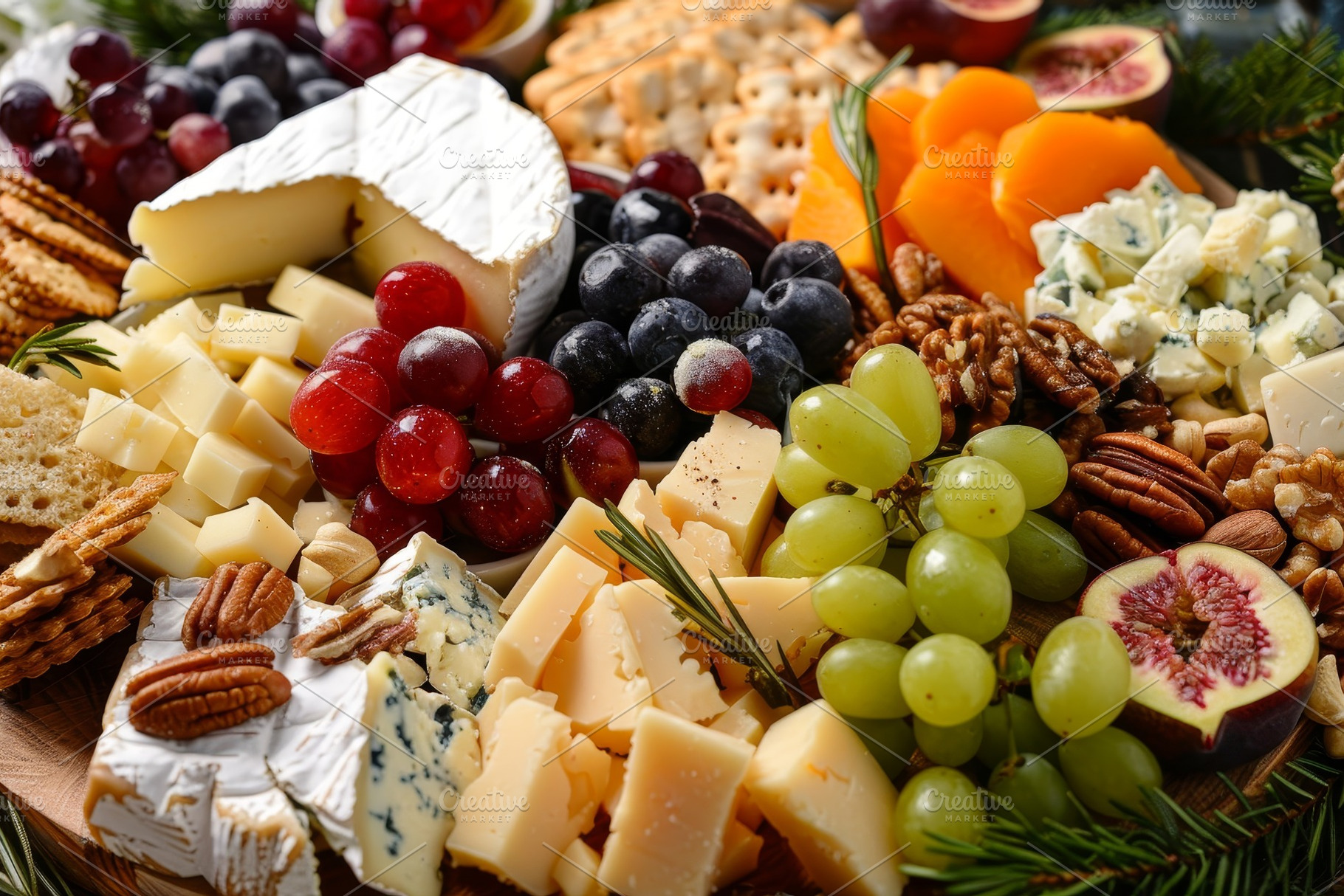 Platter featuring various cheeses, c, a Photo by Iftikhar Alam