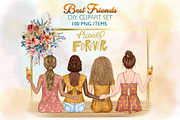 Best Friends Clipart. DIY Portrait, a Person Illustration by ColorfulPT (Thumbnail 1 of 5)