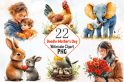 Doodle Mother's Day Watercolor Clipa, an Illustration by RobertsArt (Thumbnail 1 of 7)