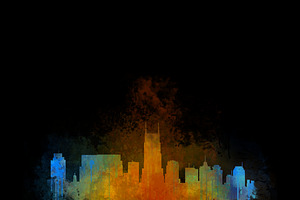 Nashville City Watercolor Skyline v4
