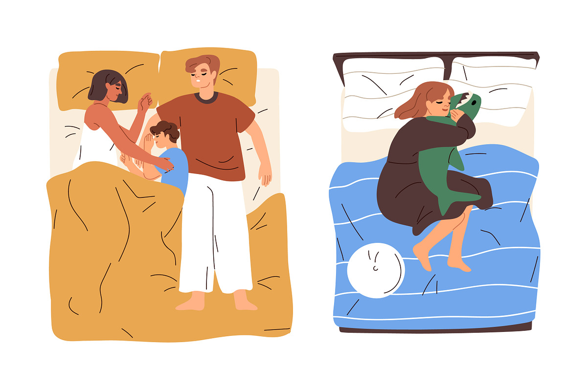People sleeping in cozy beds set, a Person Illustration by Good Studio (Photo 2 of 8)