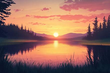 Sunset panorama revealing tranquil l, a Photo by Iftikhar Alam