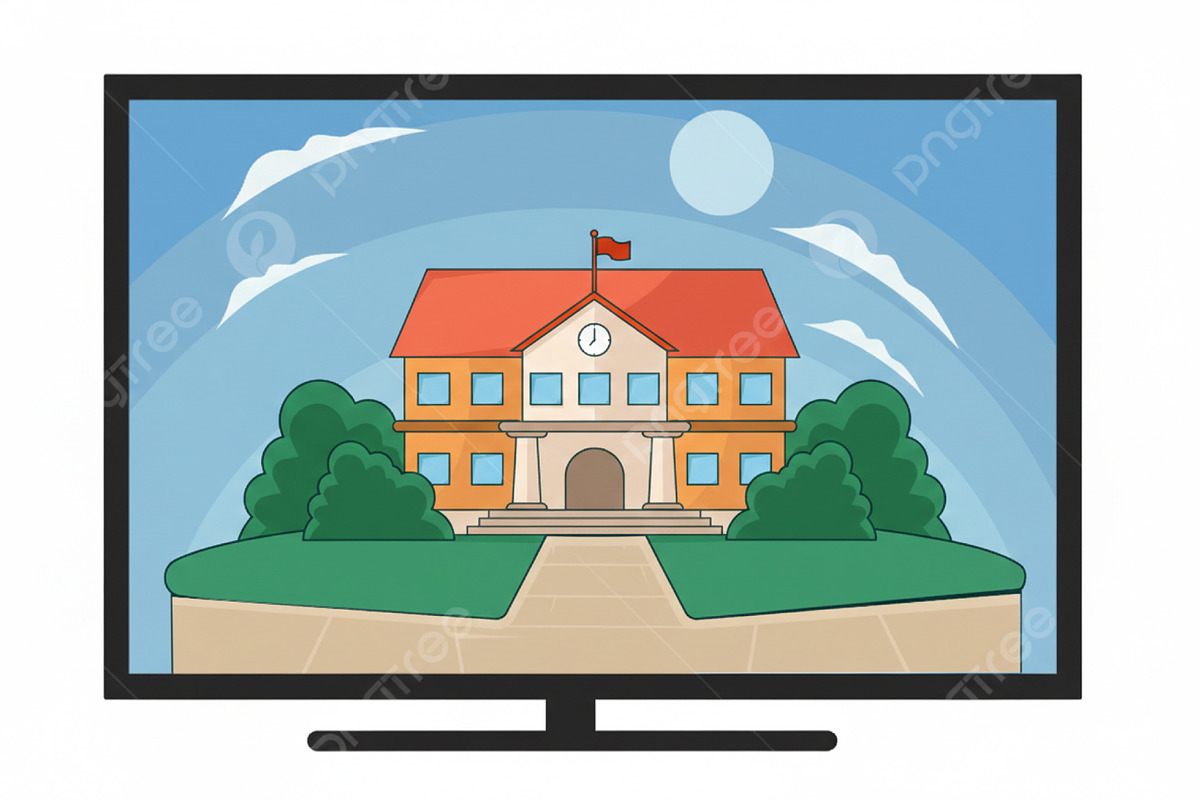 school building landscaped vector, an Education Illustration by zyxroun shop (Photo 2 of 3)
