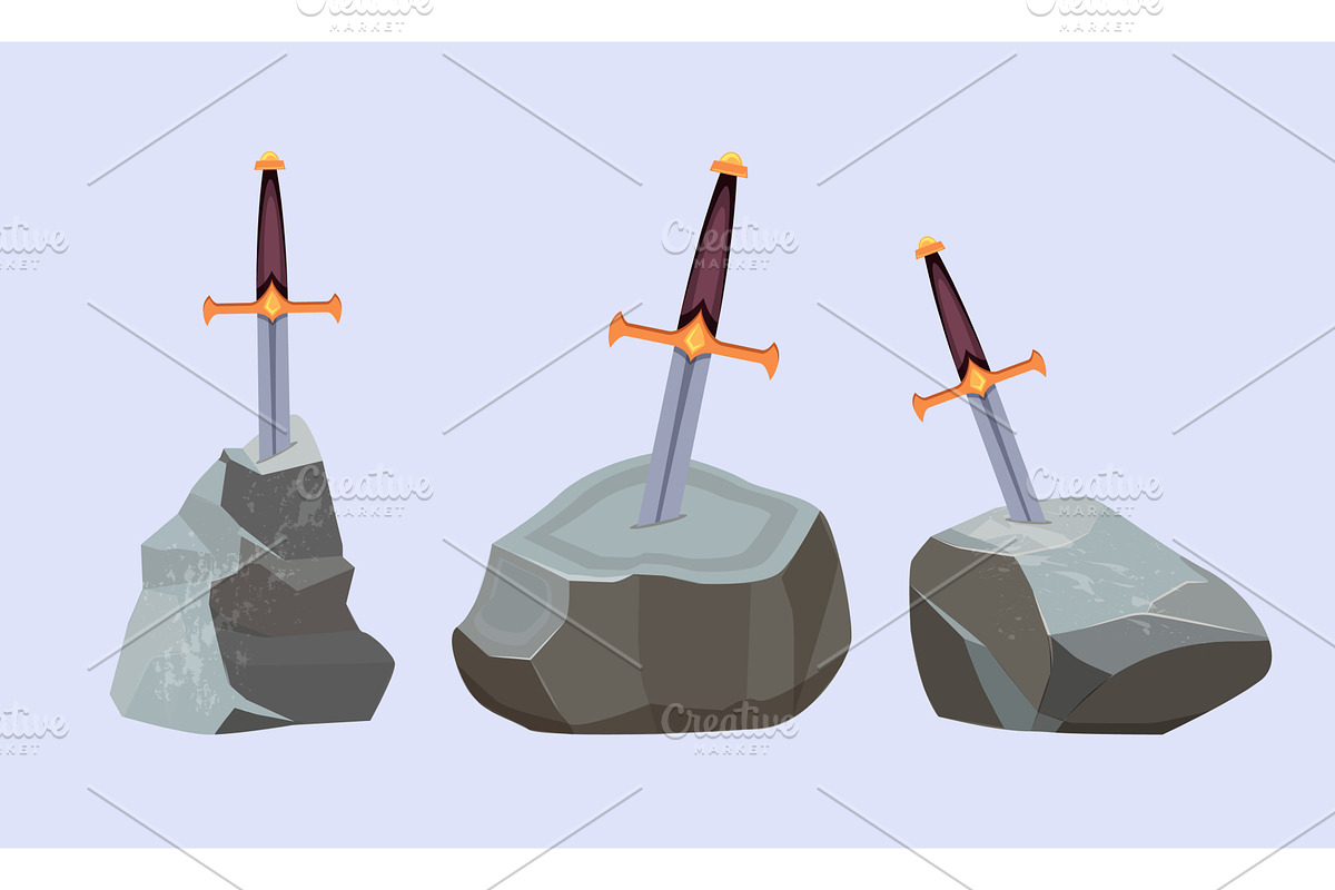 Sword in stone. fabulous set of, an Illustration by Onyx
