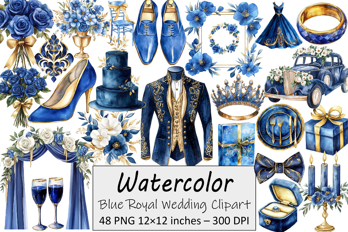 Blue Royal Wedding Clipart, an Illustration by Design Market (Photo 1 of 4)