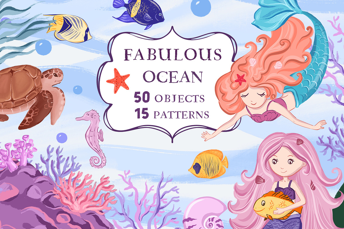 Fabulous Ocean-Graphic Set, an Animal Illustration by Irina Diasli (Photo 1 of 12)