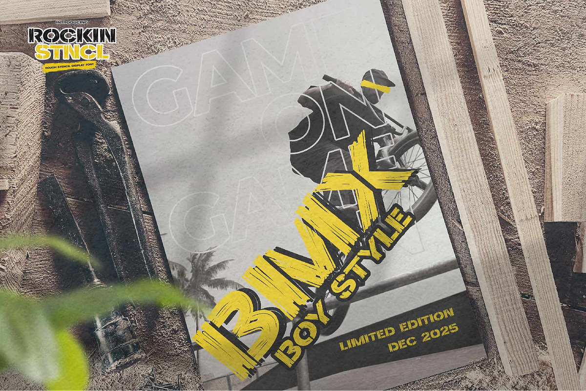 Rockin Stncl - Rough Stencil Display, a Sans Serif Font by Gassstype (Photo 3 of 8)