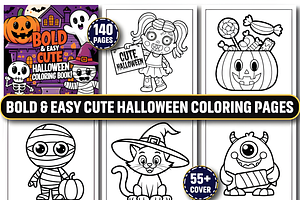 Bold & Easy Cute Halloween Coloring, a Seasonal Illustration by Design Station