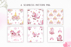 Watercolor Valentine Unicorn Clipart