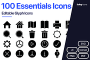 100 Essentials Glyph Vector Icons, an Outline Icon by Juicy Icons (Thumbnail 1 of 6)