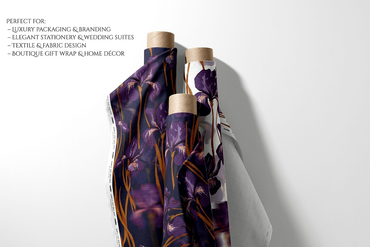 Velvet Irises. Luxury Floral Pattern, a Pattern Graphic by PaperJamLab (Photo 7 of 11)